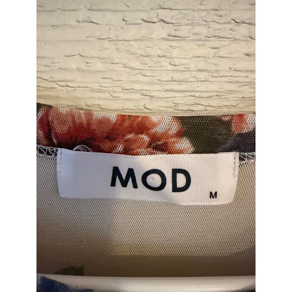 MOD Floral Peplum Top Medium Sheer Mesh Cottagecore Boho Romantic Blouse - Picture 3 of 6